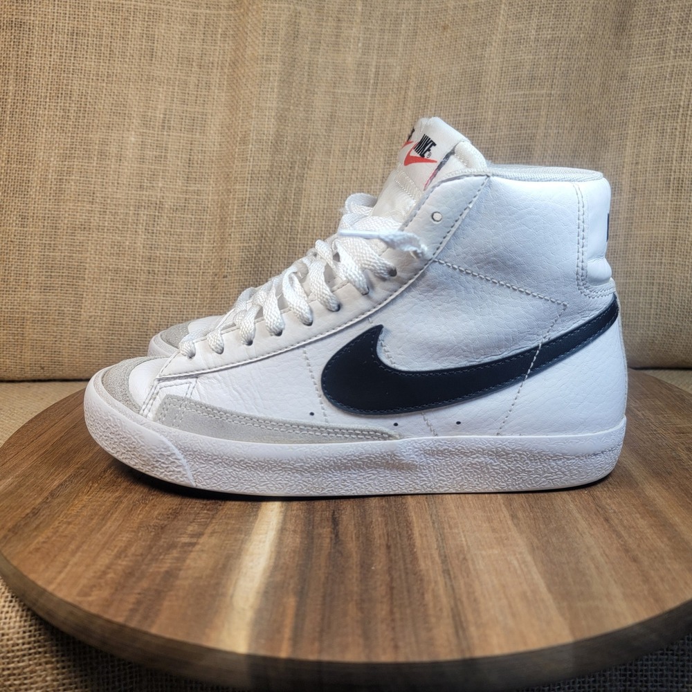 Nike Blazer Mid 77 Sneakers White Black Leather High Top Shoes Youth 4.5Y - Picture 3 of 8
